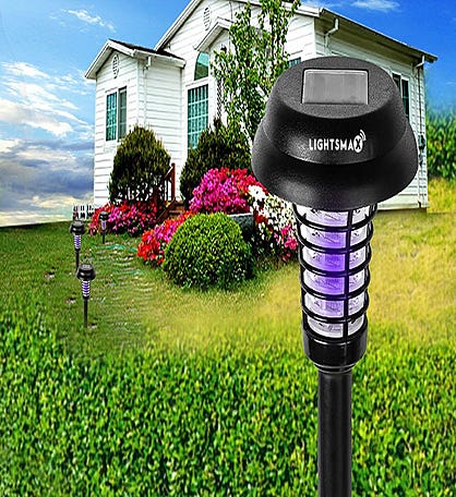Solar Powered Led Light, Mosquito And Insect Bug Zapper-led/uv Radiation
